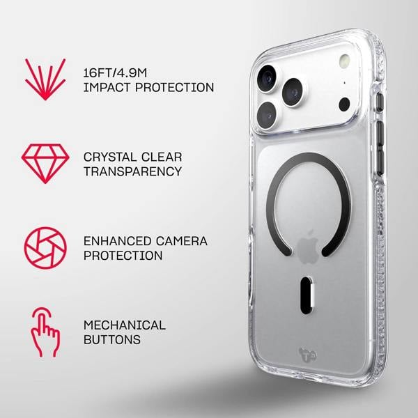 Tech21 Evo Crystal Case with MagSafe for iPhone 17/18 Pro Max 6.9" Clear Black - T21-11699