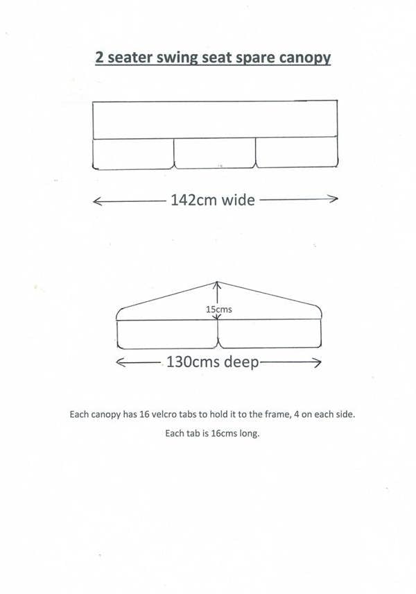 Spare Canopy for a 2 Seater Garden Swing Seat or Hammock 