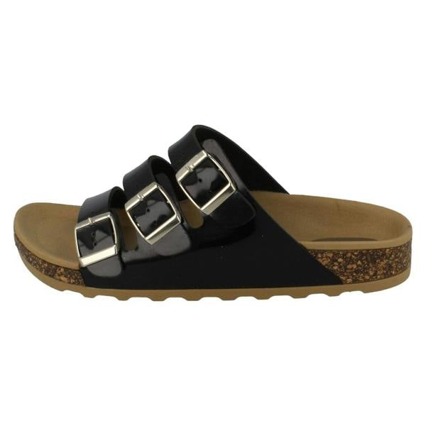 Spot On Ladies Spot On Three Buckle Mules