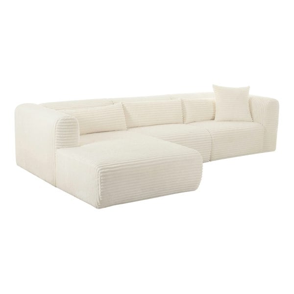 Furniture Edit Tarra Fluffy Oversized Cream Corduroy Modular LHF Sectional