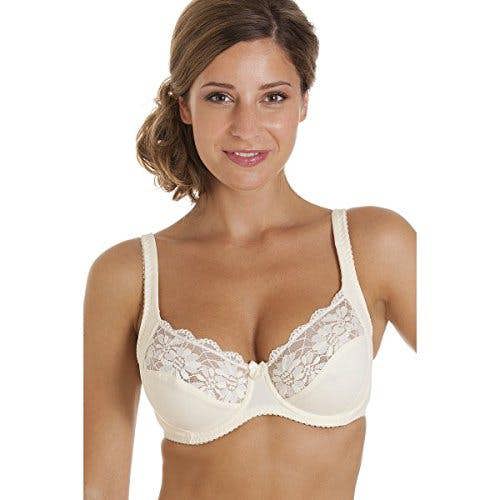 Womens Ivory Underwired Lace Full Cup Bra
