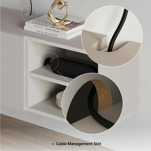 Decortie Modern Conrad TV Unit up to 50 Inch TVs 2 Soft Close Door Entertainment Centre 140cm Living Room Easy Assembly