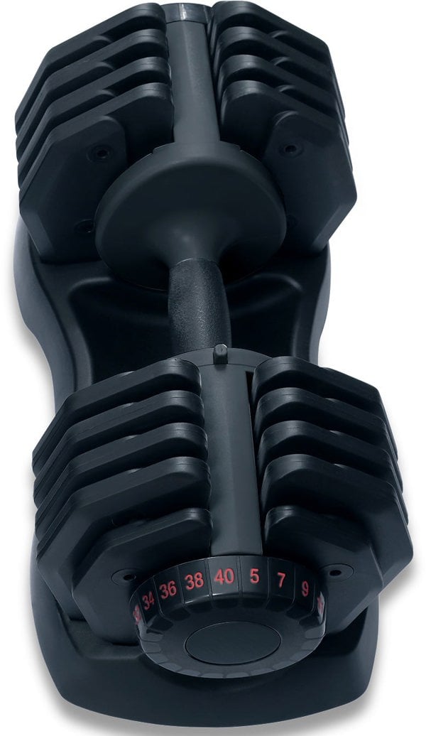 Strongology Home Fitness Single Adjustable Smart Dumbbell from 5kg to 40kg Training Weights in Black