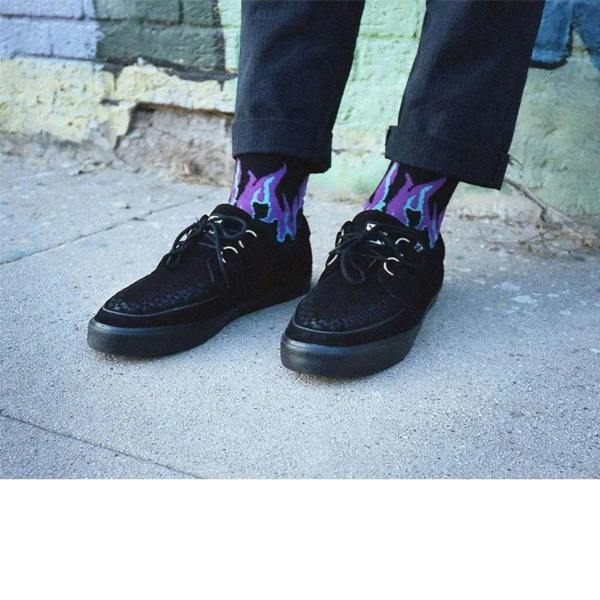 TUK Footwear TUK Pointed Creeper Sneaker Black Suede Platform Shoes - A9178