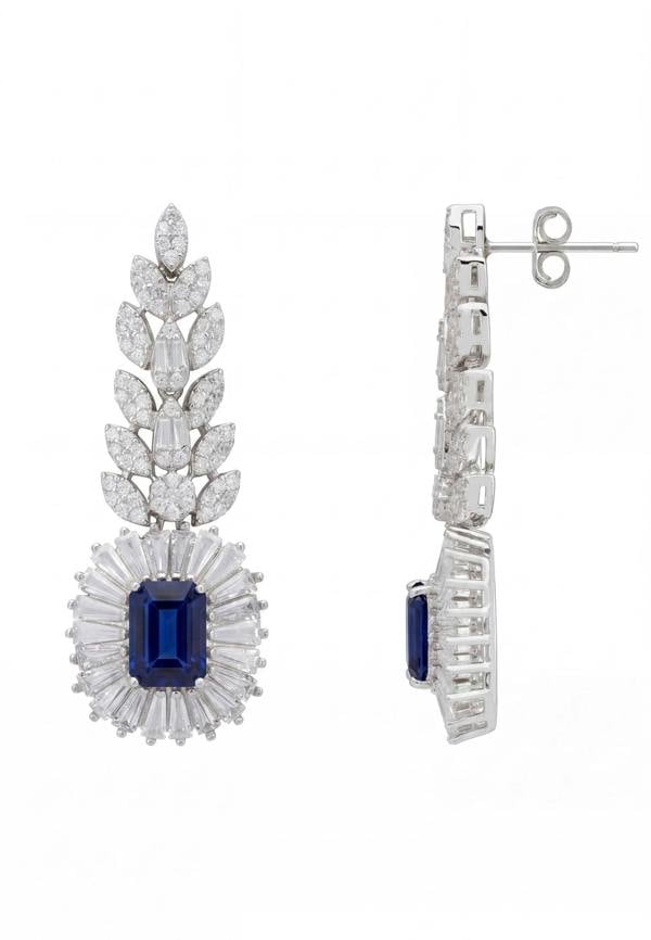 Latelita Countess Gemstone Drop Earrings Sapphire Silver