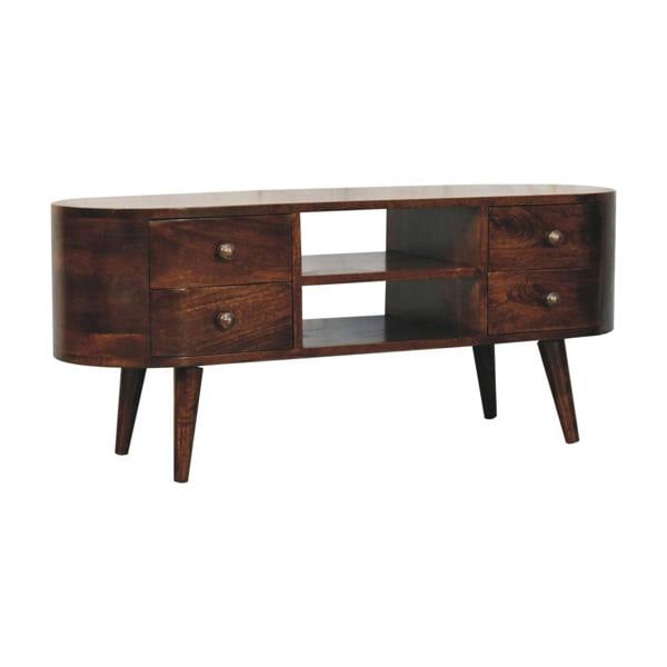 Artisan Furniture Solid Wood California Walnut Rounded Entertainment Unit