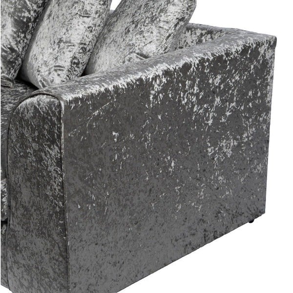 Dylan Crushed Velvet 4 Seater Fabric Corner Sofa in Silver