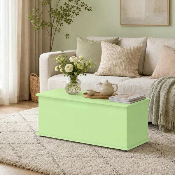 114L Large Storage Chest, Green Bench Trunk with Safety Hinge for Bedroom, Living Room & Entryway