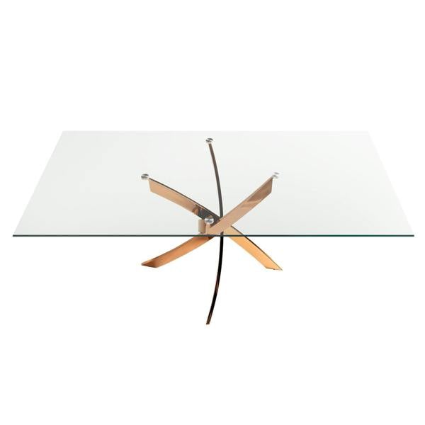 Angel Cerdá Rectangular dining table in tempered glass and pink steel 1169