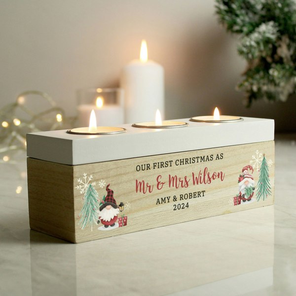 Personalised Memento Company Personalised Christmas Gonk Triple Tea Light Box