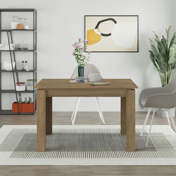 Decortie Tolmen Dining Table Rectangular Extendable Table for 4 Seater Contemporary Kitchen Table 120cm Dining Room DarkOak Effect