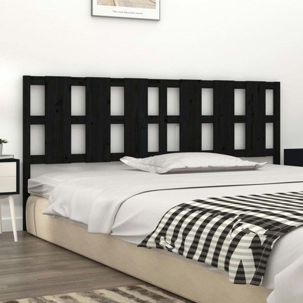 Berkfield Bed Headboard Black 205.5x4x100 cm Solid Wood Pine