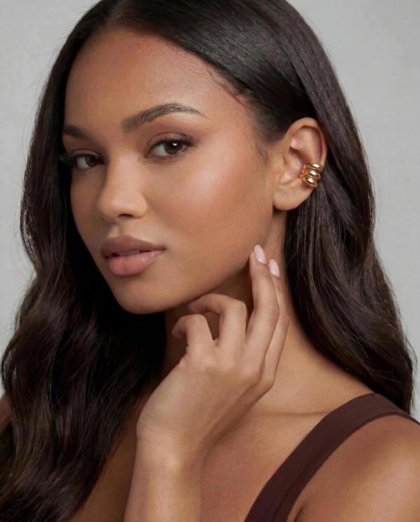 Elk & Bloom Triple Wrap 14k Gold Huggie Hoop Ear Cuff