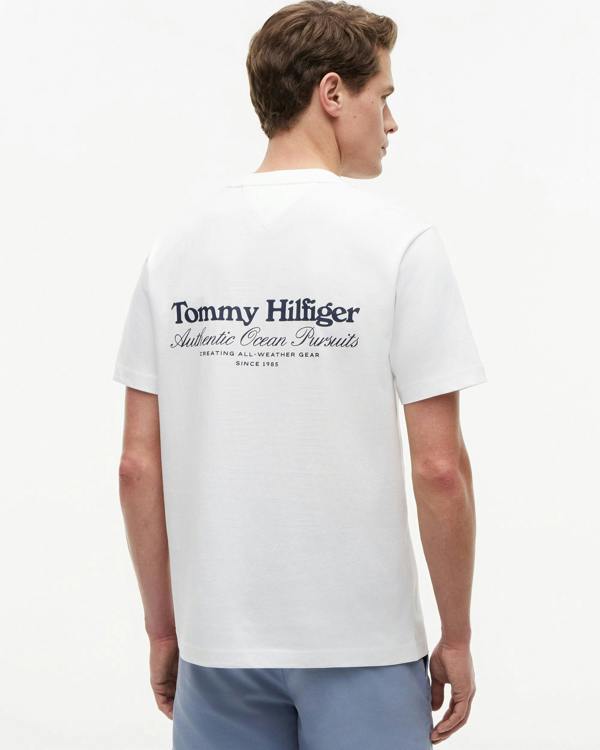 Tommy Hilfiger Nautical Back Graphic Mens T-Shirt - White