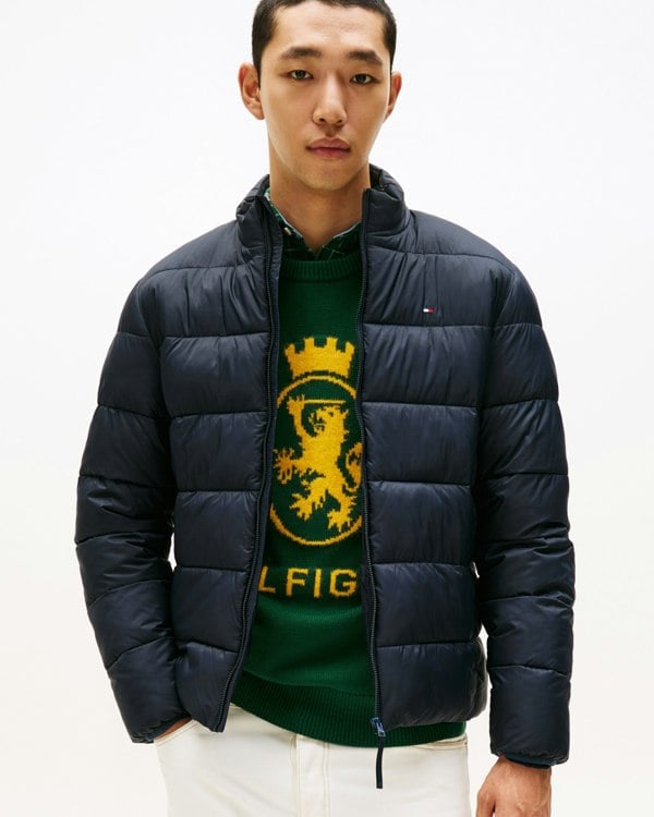 Tommy Hilfiger Mid Weight Mens Quilted Stand Collar Jacket - Desert Sky