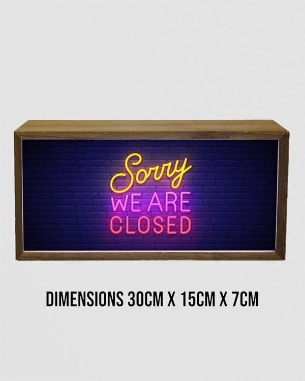 Light Box Sorry We Are Closed Neon