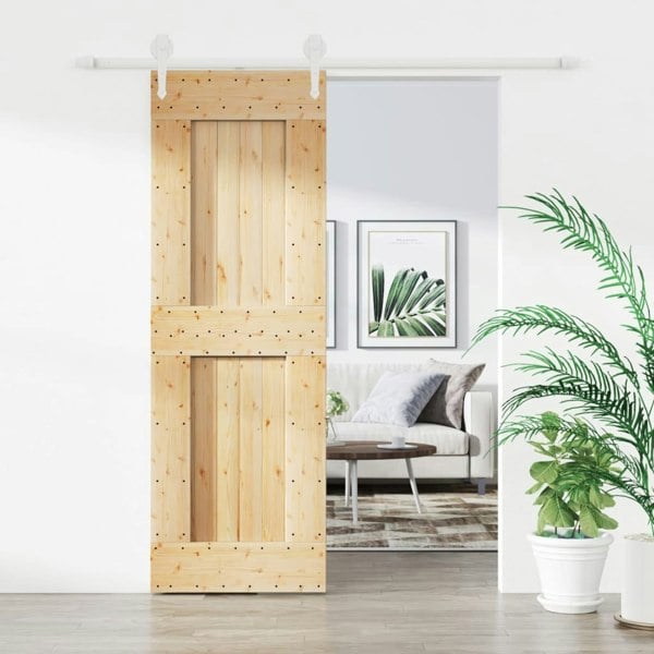 Berkfield Sliding Door with Hardware Set 70x210 cm Solid Wood Pine