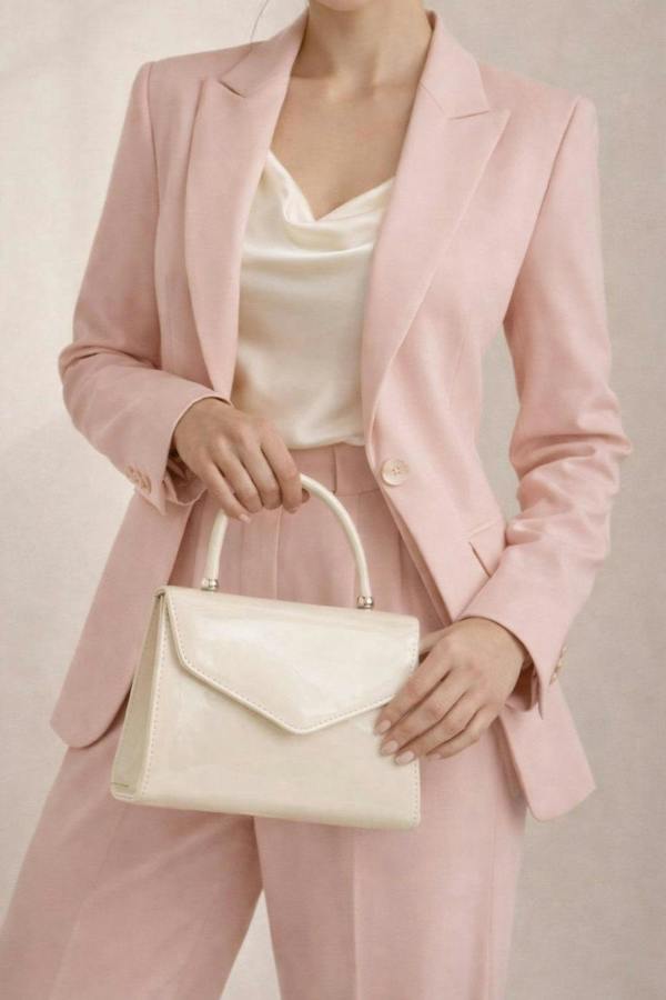 SVNX Structured Top Handle Bag in Nude