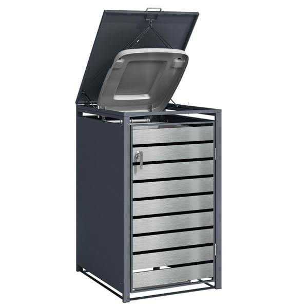 Phoenix Safe Phoenix GB1168ASK Silver Effect Single Wheelie Bin Storage / Bin Store