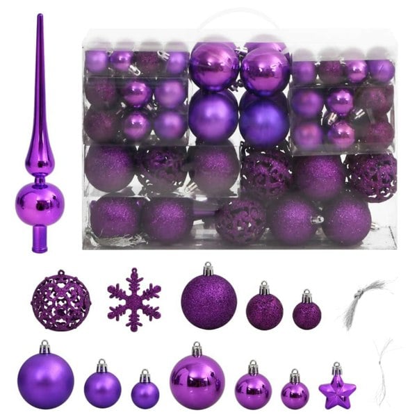 Berkfield 111 Piece Christmas Bauble Set Purple Polystyrene
