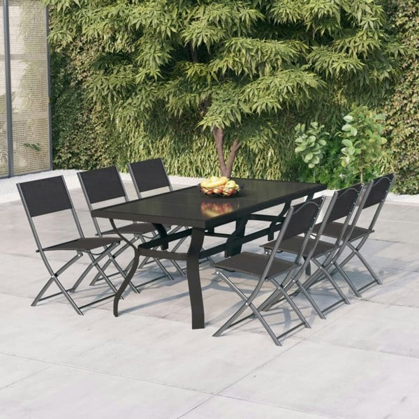 Berkfield 7 Piece Garden Dining Set Grey and Black