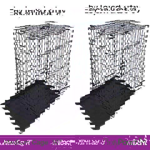 ProKleen Pretty Pooch Dog Crate Medium Cage Puppy Cat Pet Training Tray Double Door and Bed With Two Cloths