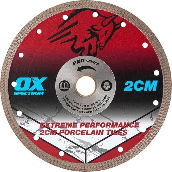 OX Pro 2CM Porcelain Cutting Blade  200 25.4-22.23mm
