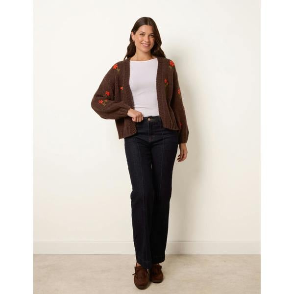 Blue Vanilla Flower Embroidery Detailed Cardigan