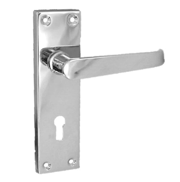 EDH Door Hardware Victorian Straight Chrome Door Handles – Interior Lever Handles on Backplate