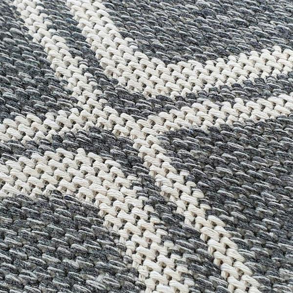 Cotton Grey Rug Diamond Geometric Pattern