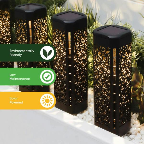 Gardenwize Pack of 4 Solar Stake Lights – Warm White LED Pathway Lights