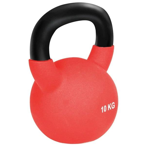 10 kg red soft kettlebell with black non-slip handle and molded grip