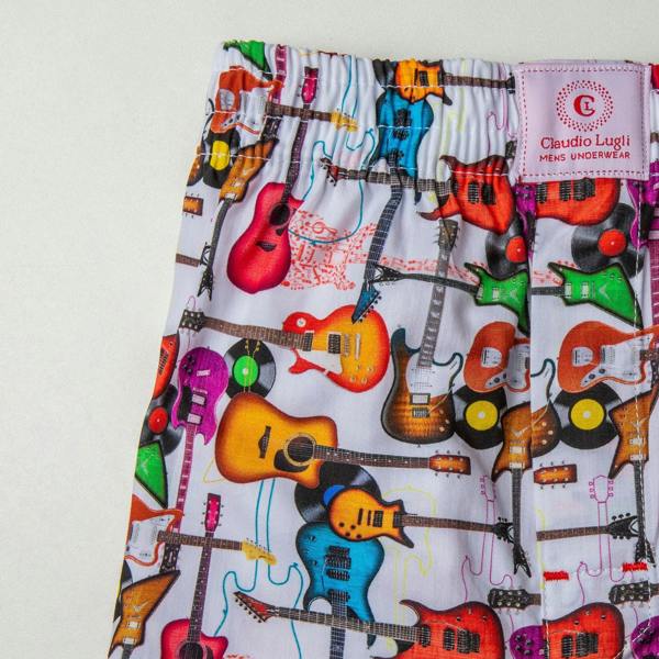 GUITAR COTTON POPLIN PRINT BOXER SHORTS – Premium Men's Patterned Shirt by Claudio Lugli | Bold Design, Tailored Fit, Best Printed Shirts
