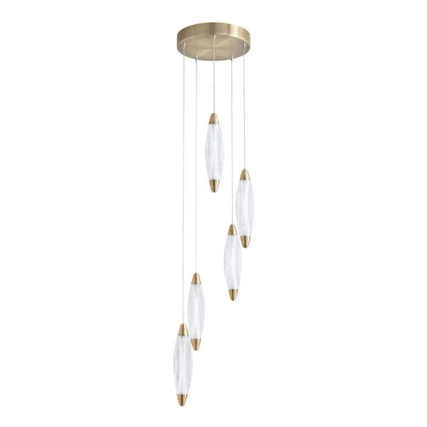 Pagazzi Lighting Nina 5-Light LED Cascade Antique Brass Pendant