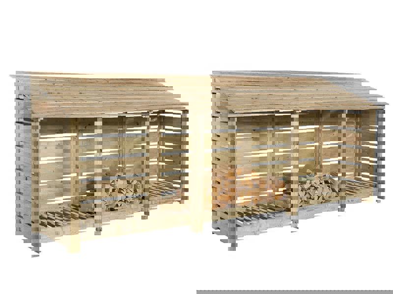 Arbor Garden Solutions Slatted Wooden Log Store W-335cm, H-126cm or 180cm, D-88cm