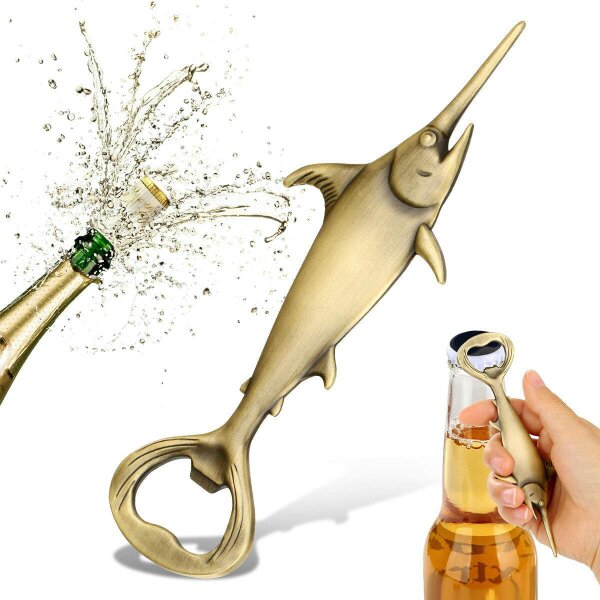 Swordfish Bottle Opener – Metal Beer Opener for Home Bars - Bronze KPQ4201