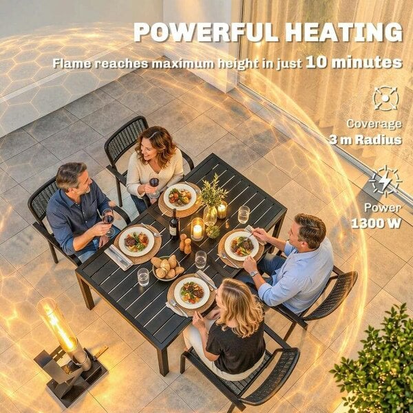 Bobobiy Wood Pellet Heater, 13 kW Outdoor Pellet Heater Stove with Glass Tube, 2.4 kg Capacity Hopper, Ash Tray, Black