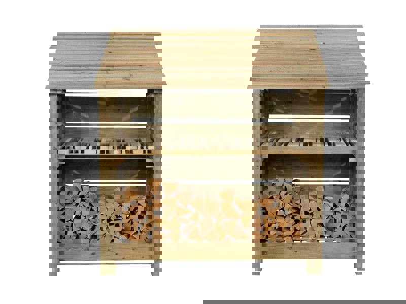 Arbor Garden Solutions Slatted Wooden Log Store with Shelf W-119cm, H-126cm Or 180cm, D-88cm