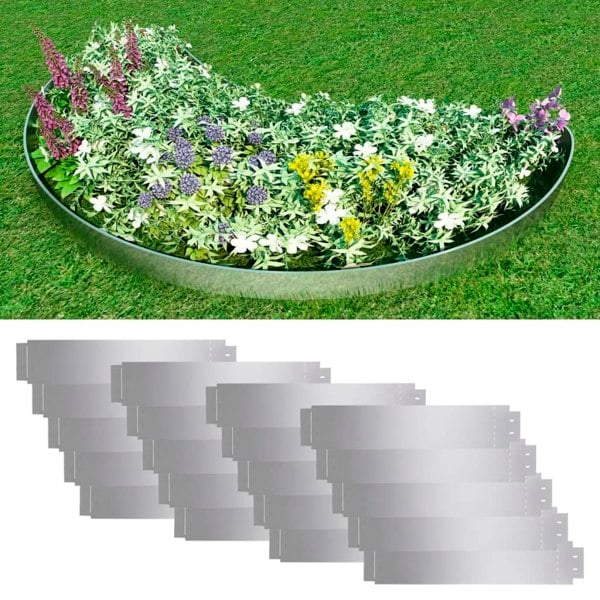 Berkfield Lawn Fence 20 pcs Galvanised Steel 100x20 cm