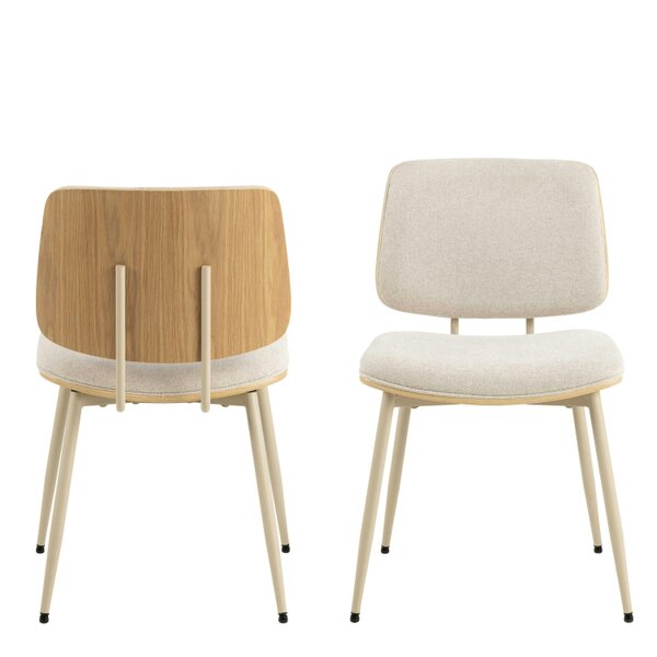 Wyld Haus Set of 2 Nairobi Dining Chair Beige Chenille and Oak Veneer