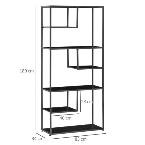 Wyld Haus Eldora Metal Black 7 Tier Industrial Display Bookcase