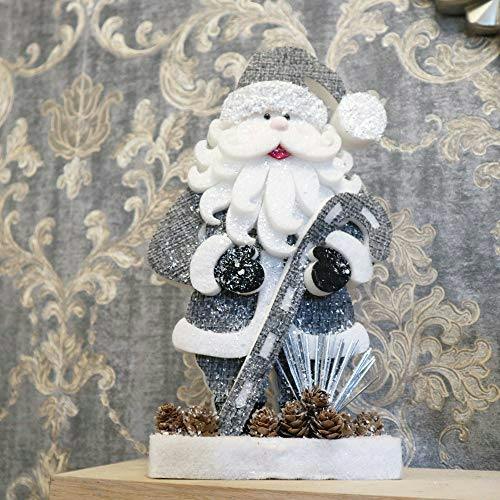 32cm Grey Santa Tabletop Christmas Decoration with Glitter Detail and Foam Construction image 4