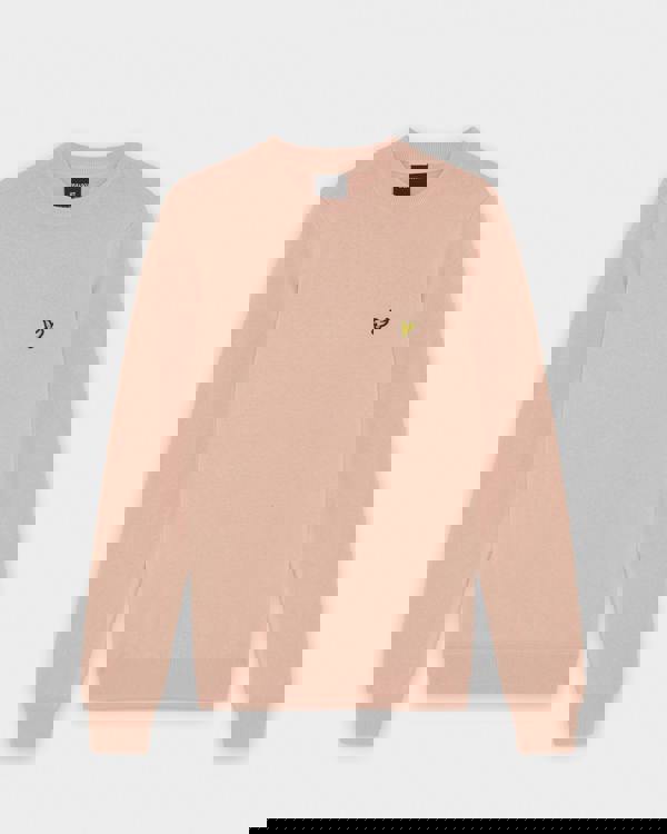 Lyle & Scott Cotton Crew Neck Mens Jumper - Y120 Pink Grapefruit | CHO | Designer Mens Crew Neck Jumpers