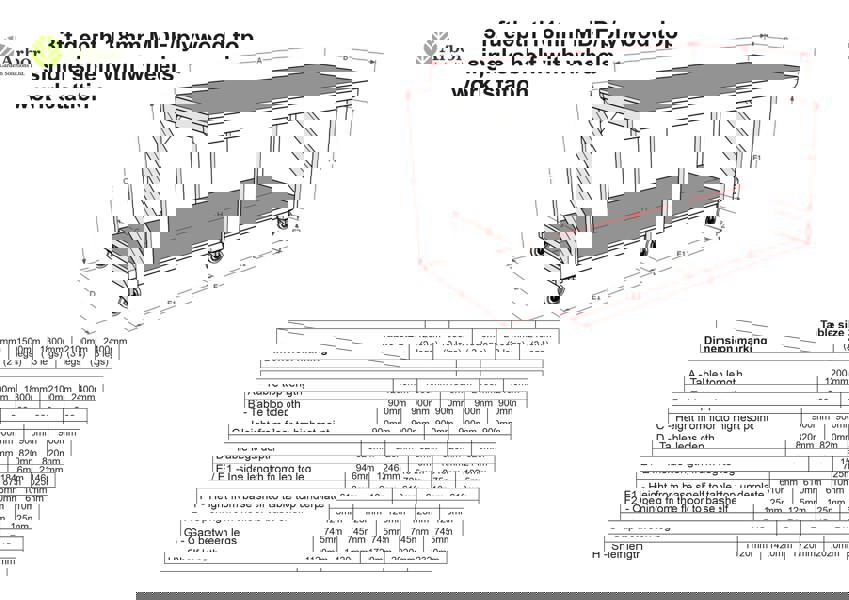 Arbor Garden Solutions Wooden Workbench MDF Top Depth-3ft With Wheels