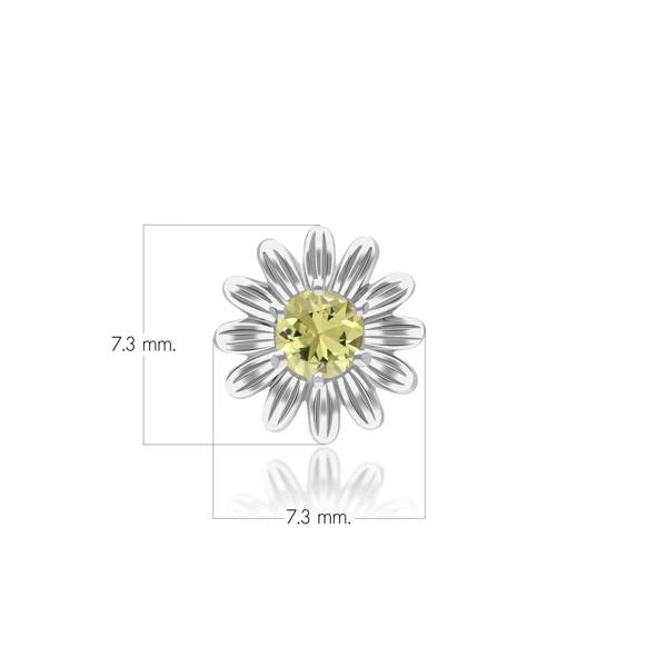 Gemondo Gardenia Daisy Yellow Sapphire Floral Halo Flower Pin in 9ct White Gold