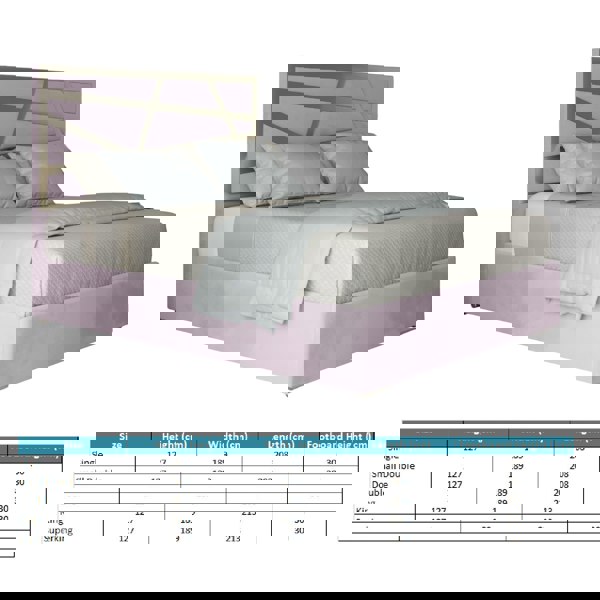 Casa Magna Arabella Upholstered Soft Velvet Metal Bed Frame - Pink