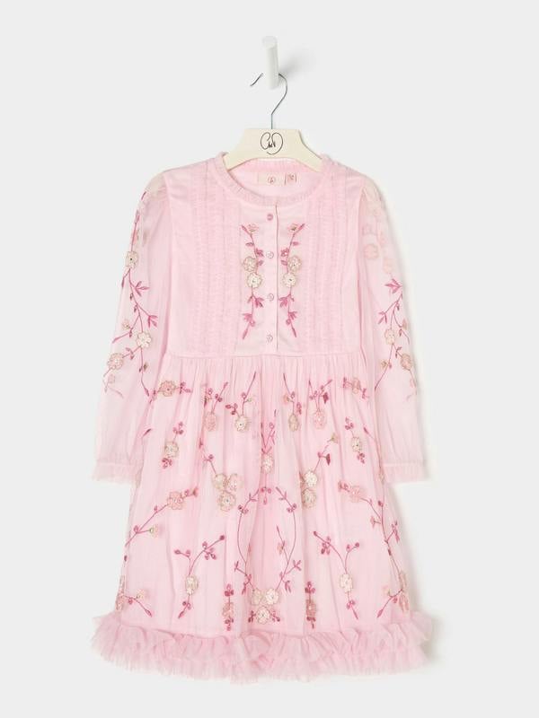 GWD Cardi Pink Embroidered Mesh Dress