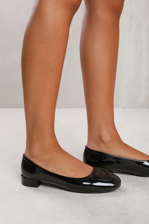 Where's That From Andorra Flat Ballerina Pump in Black Patent