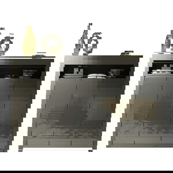 Mex Furniture Modern Sideboard 155cm – Matt Grey Body with Grey Gloss Doors