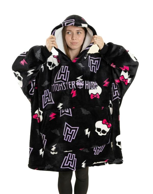 Monster High Womens Multicoloured Skull & Lighting Bolt Blanket Hoodie (One Size)
